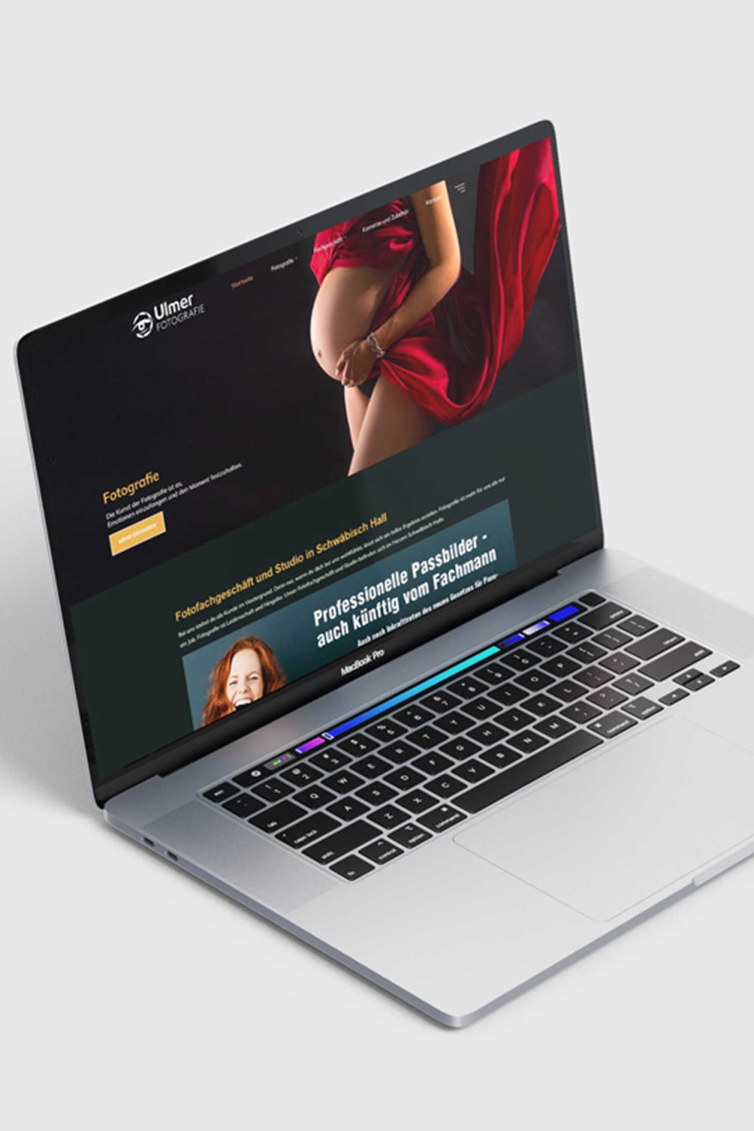 Website von Ulmer Fotografie in Schwäbisch Hall auf einem MacBook.