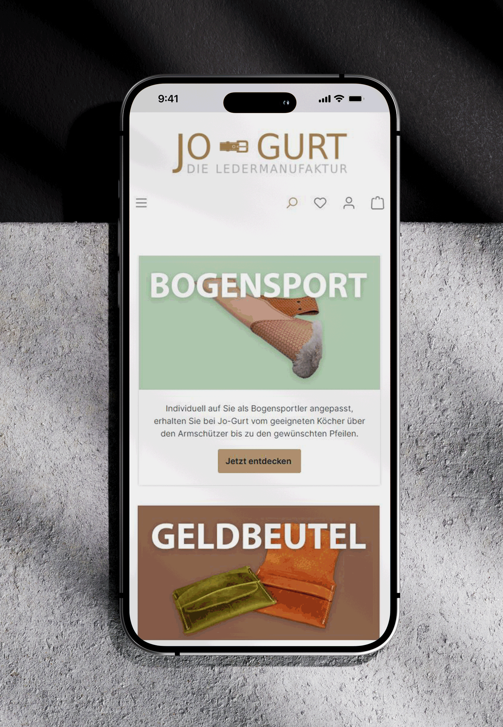 Mehrere Websites im Wechsel. Schmitt-Bikes Onlineshop. Jo-Gurt - Die Ledermanufaktur und die Website von Sara Duttlinger.