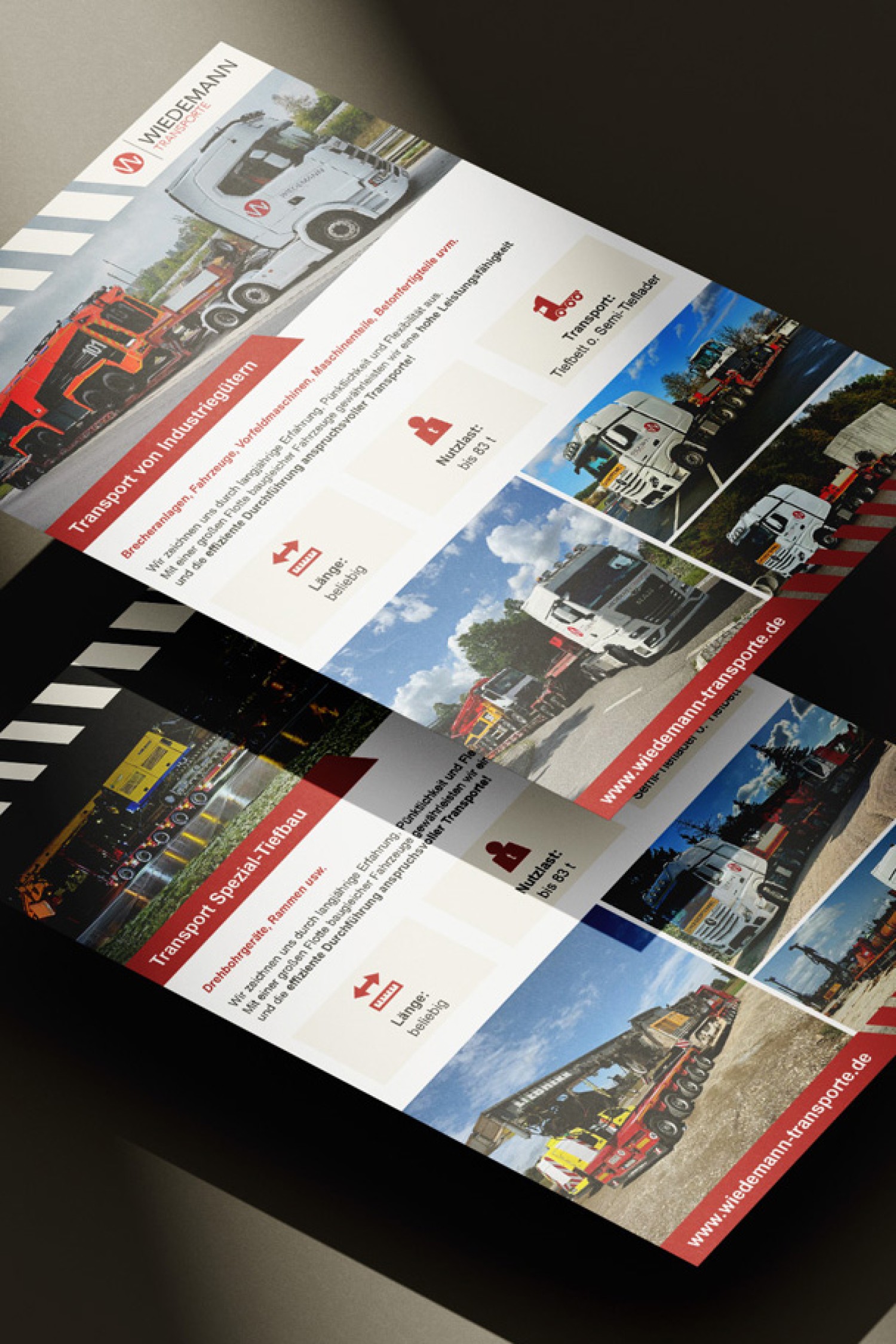 Flyer zu den Leistungen der Wiedemann Transporte