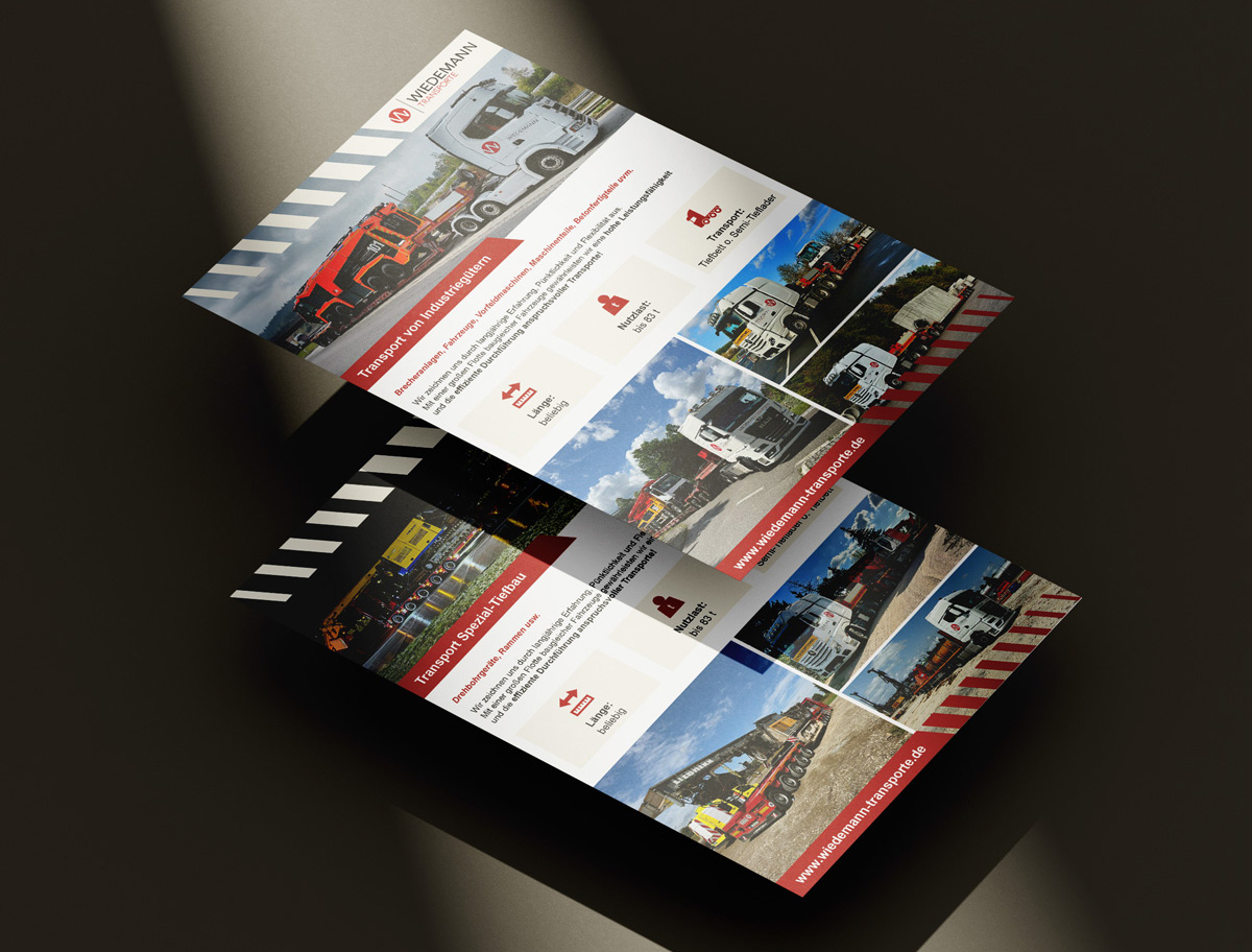 Flyer zu den Leistungen der Wiedemann Transporte
